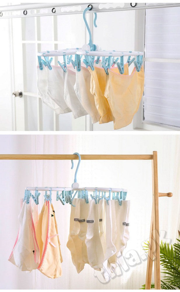 Foldable Baby Clothes Hanger Rack 24 Clips