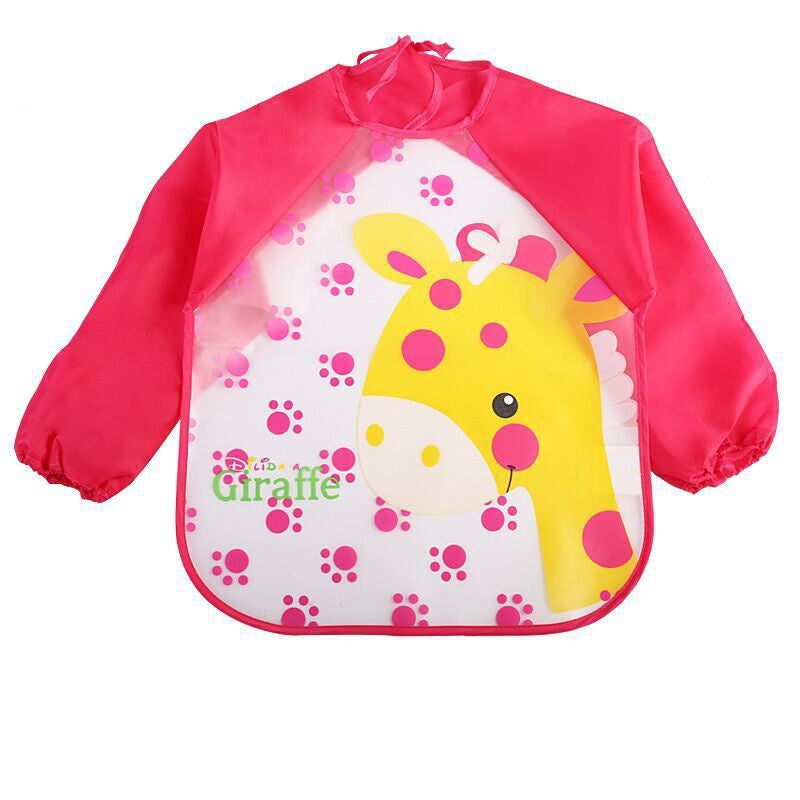 Imported Long Sleeve Waterproof Baby Feeding Children Plastic Apron Bib Toddler