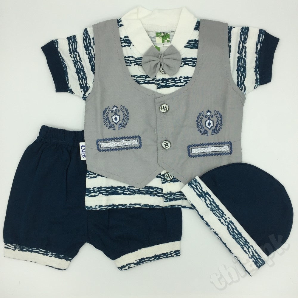 Newborn Baby Boy Cute Fancy Double Shirt Style Summer Suit Set