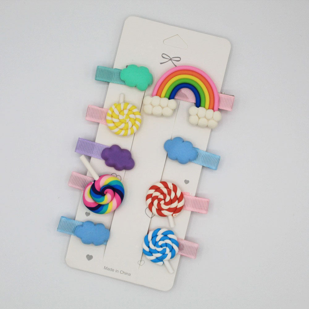 Imported Baby Girl 9pc/set Cloud Rainbow Lollipop Hairclips
