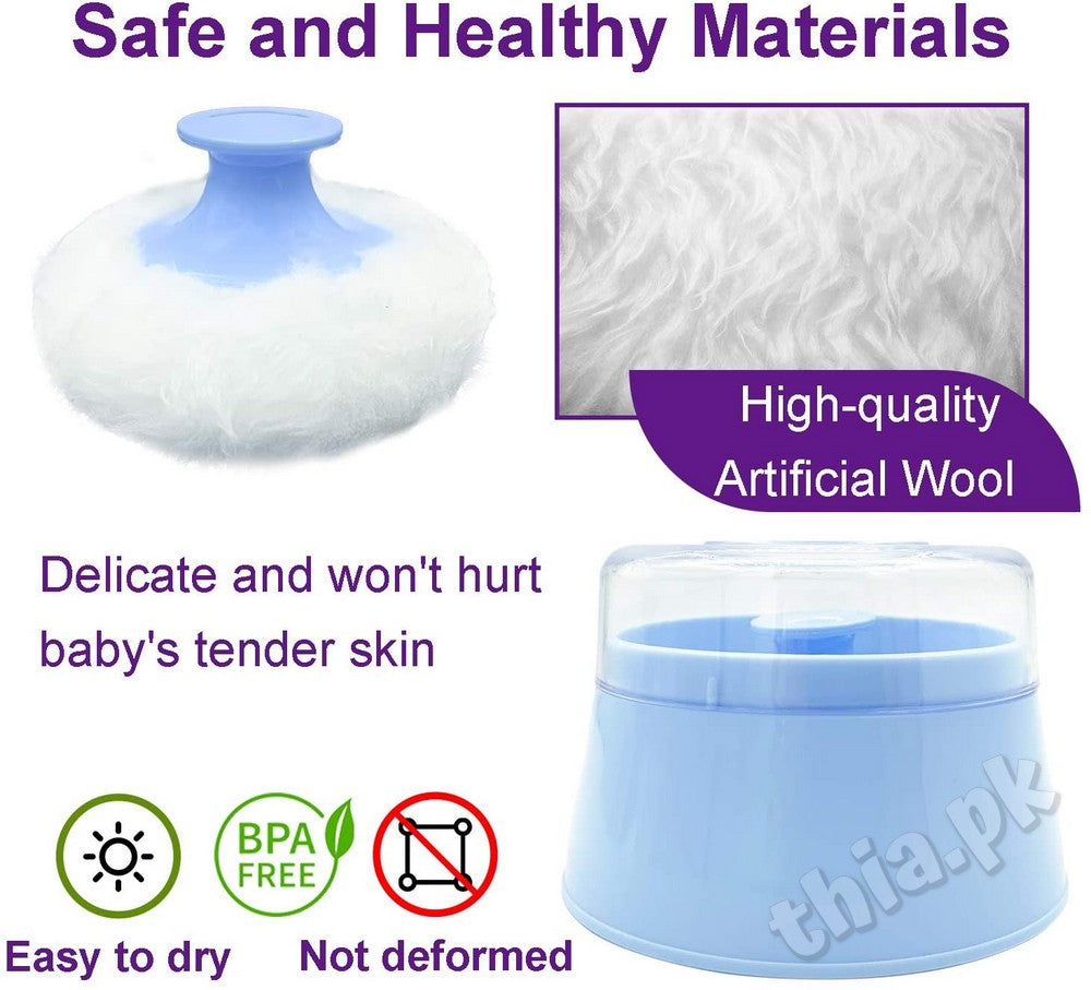 Plastic Baby Care Baby Puff Box Holder Container Talcum Powder Case with Fluff Puff