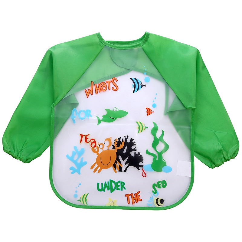 Imported Long Sleeve Waterproof Baby Feeding Children Plastic Apron Bib Toddler