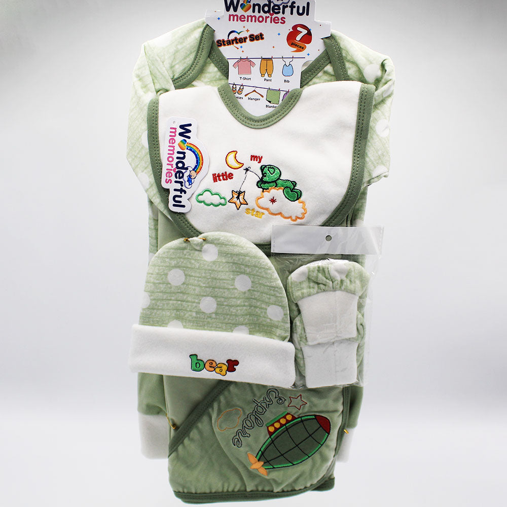 Imported Newborn Baby Little Bear Winter Velvet 7 Pcs Starter Set For 0-3 Months