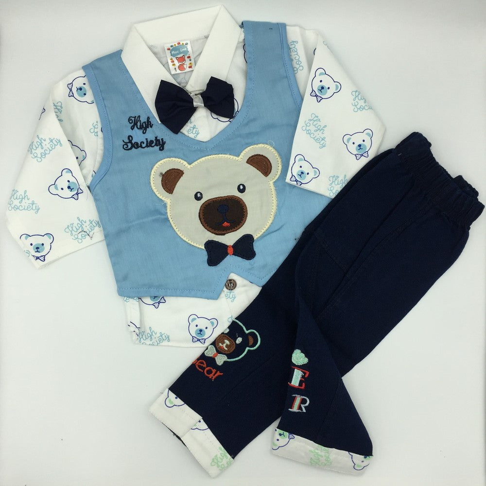 Imported Gentleman Bow Tie Waistcoat Style Long Sleeve Shirt and Pant For 6-9 Months