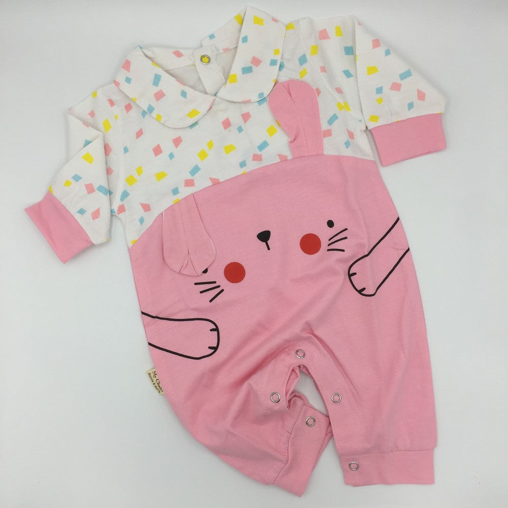 Imported Newborn Baby Girl Bunny Ear Up and Down Long Sleeve Romper Fancy Bodysuit Clothes for 0-12 months