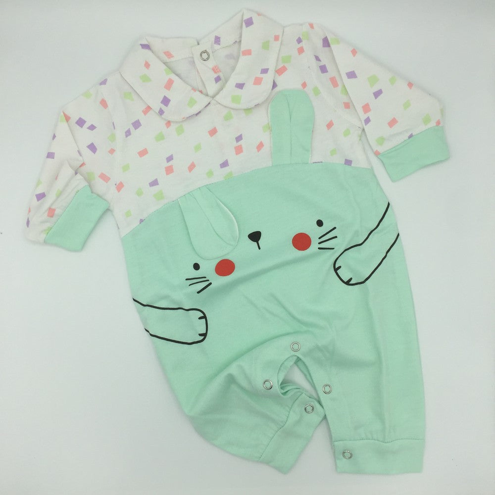 Imported Newborn Baby Girl Bunny Ear Up and Down Long Sleeve Romper Fancy Bodysuit Clothes for 0-12 months
