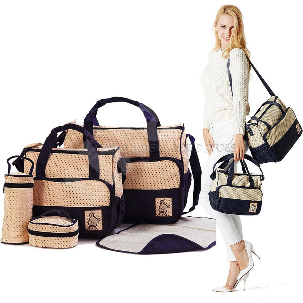 5-in-1 Waterproof Maternity Diaper Bag for Moms | Multi-Functional Baby Travel Bag