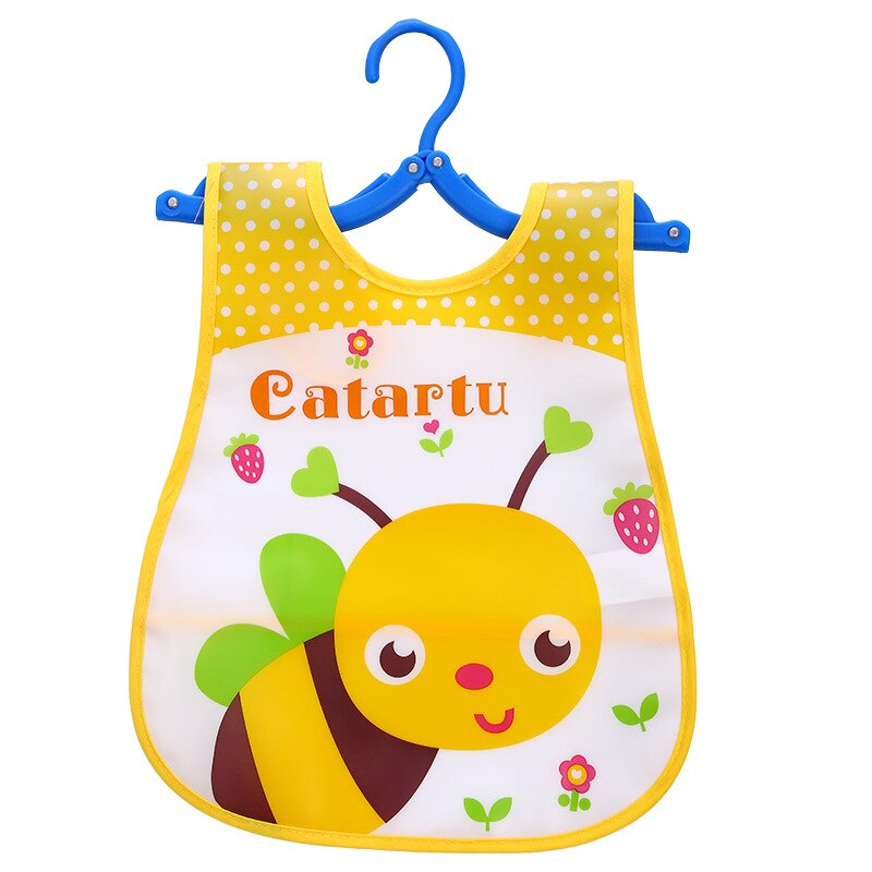 Plastic Waterproof Adjustable Baby Bibs Lunch Feeding Bibs Baby Cartoon Feeding Cloth