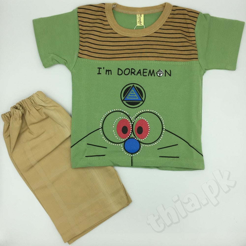 2 Pcs Baba Suit Set I am Doraemon Summer Suit Set - 6-9 & 9-12 months