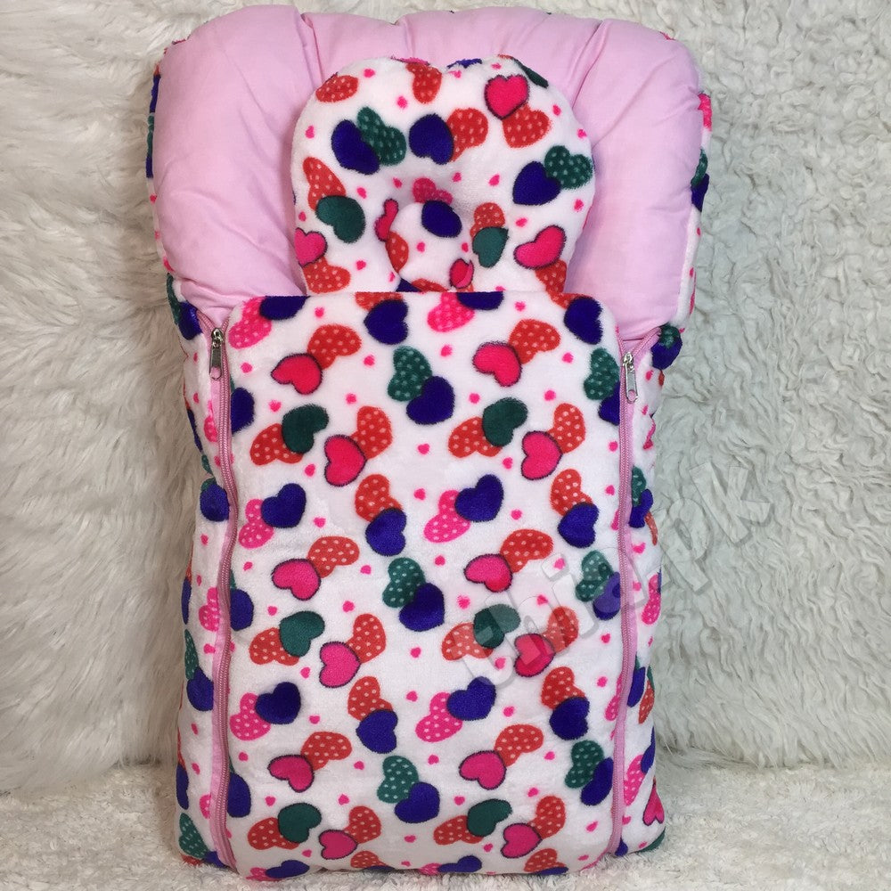 Winter Stuff Baby Super Soft Velvet Stuff Sleeping Bag Zipper with Pillow Warm Infant Sleeping Bag