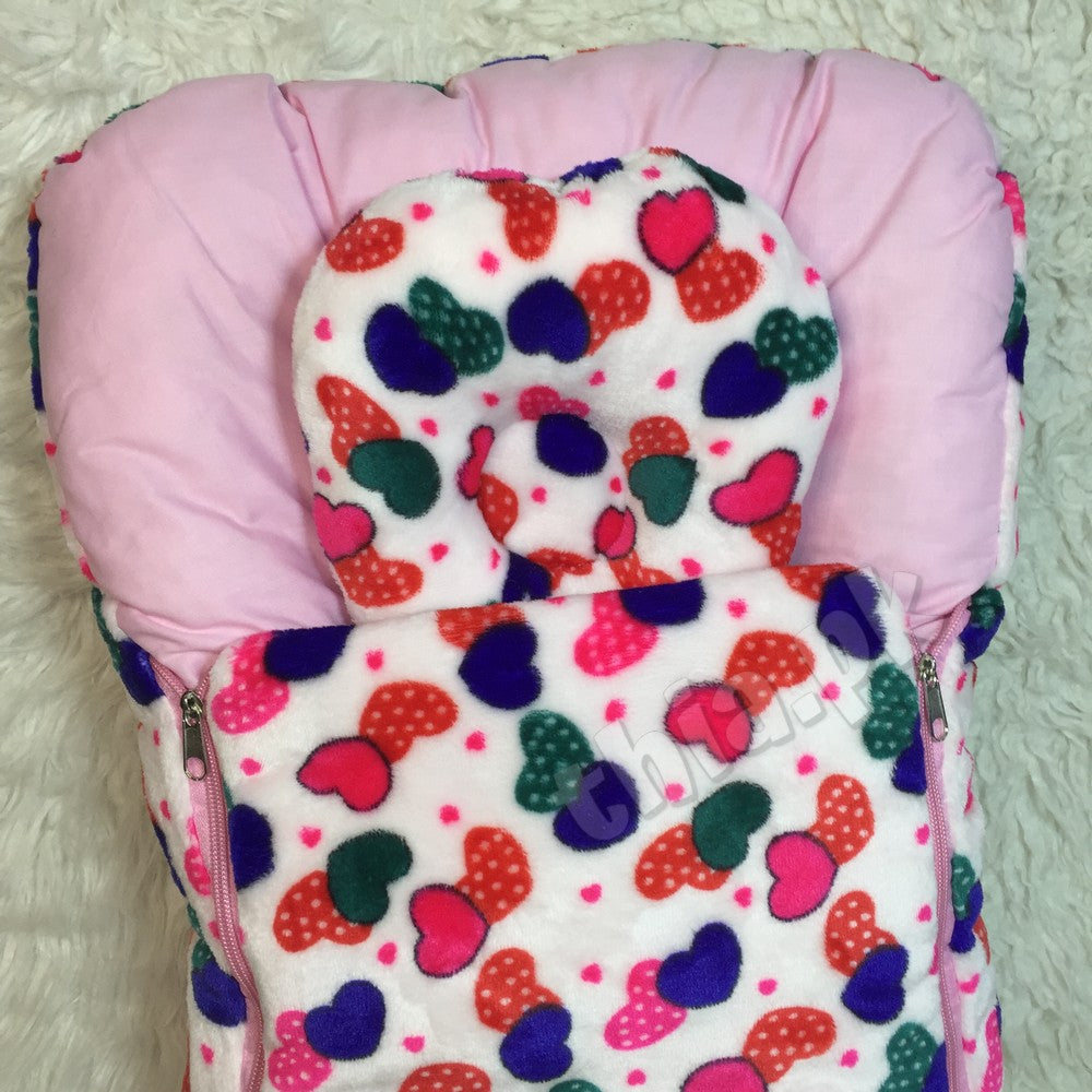 Winter Stuff Baby Super Soft Velvet Stuff Sleeping Bag Zipper with Pillow Warm Infant Sleeping Bag
