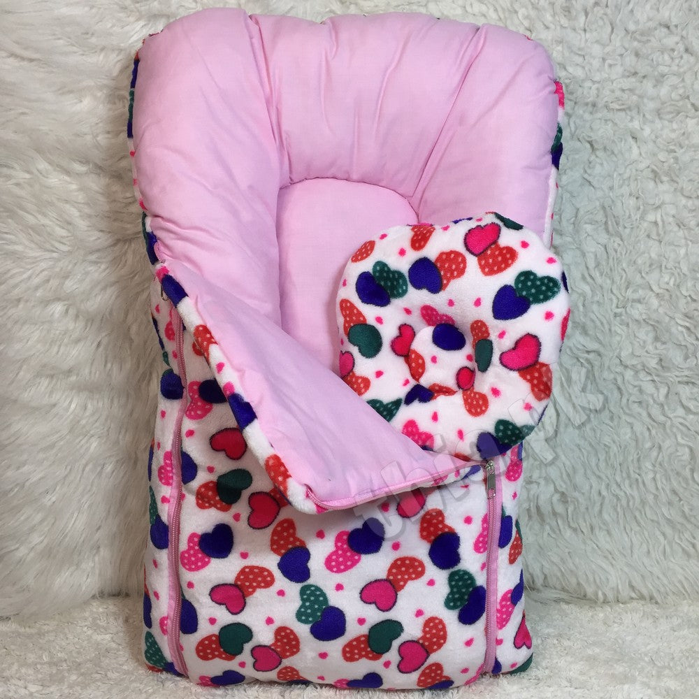 Winter Stuff Baby Super Soft Velvet Stuff Sleeping Bag Zipper with Pillow Warm Infant Sleeping Bag