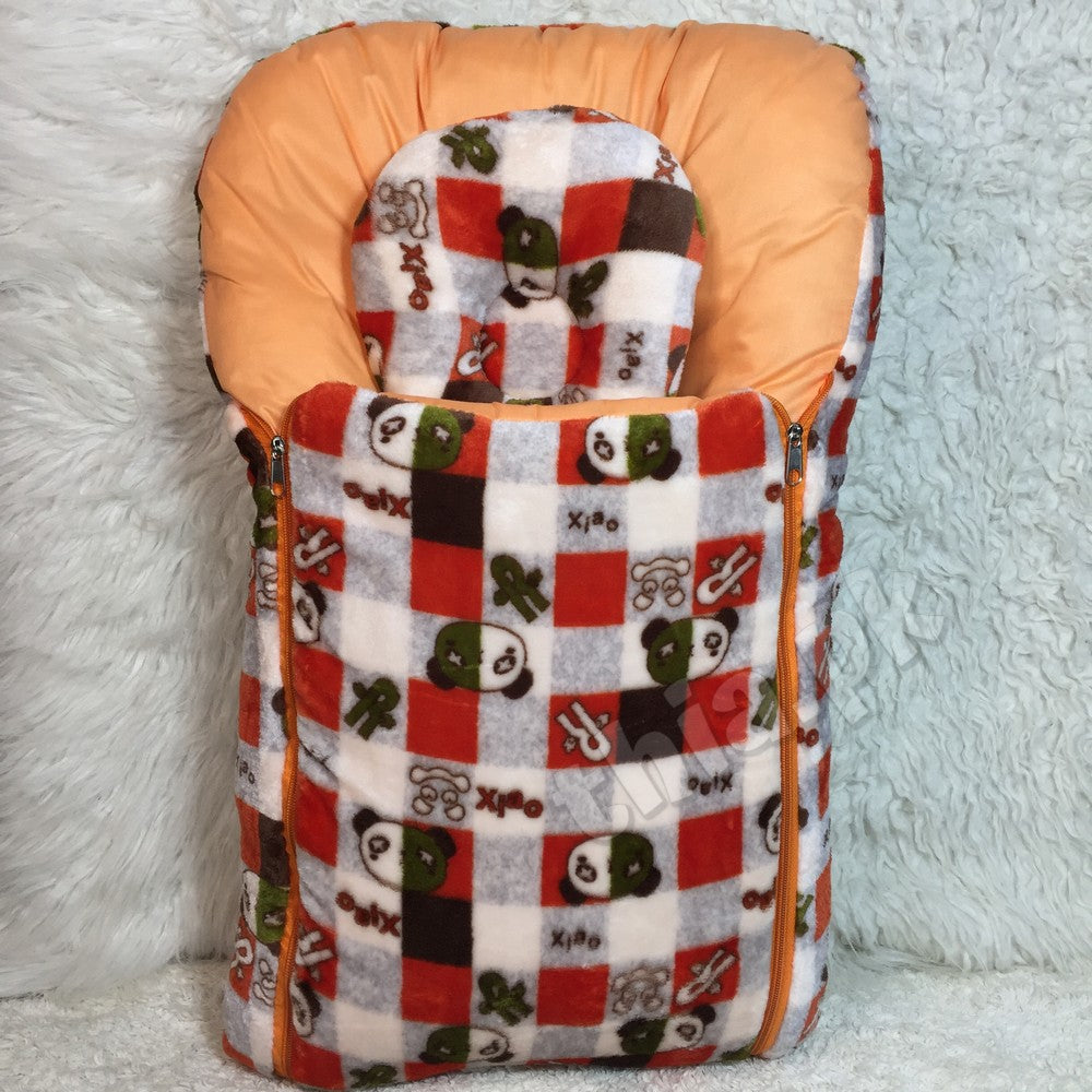 Winter Stuff Baby Super Soft Velvet Stuff Sleeping Bag Zipper with Pillow Warm Infant Sleeping Bag