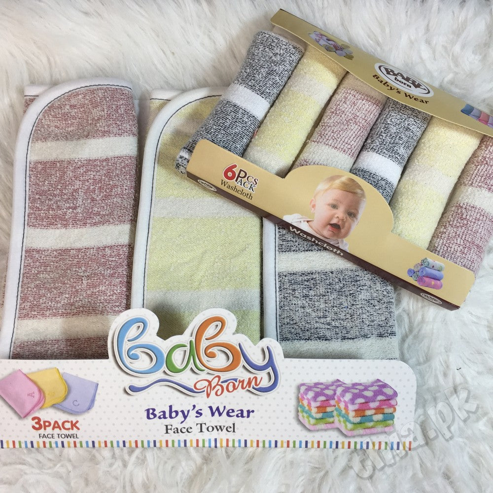 9 Pcs Soft Baby Towel Wash Cloth Set (3 Face Towel + 6 Washcloths)