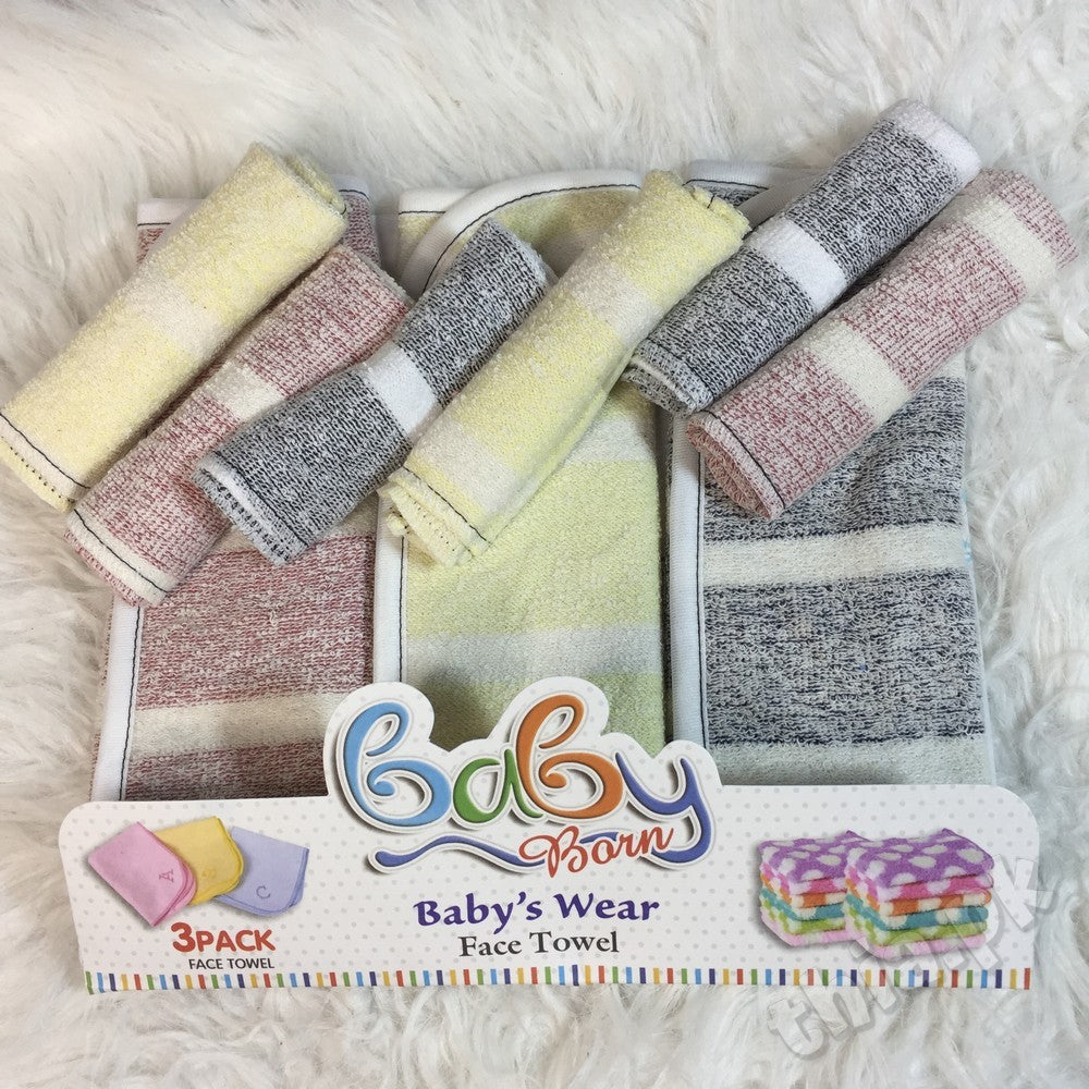 9 Pcs Soft Baby Towel Wash Cloth Set (3 Face Towel + 6 Washcloths)