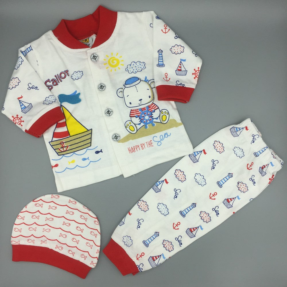 Newborn Summer 3 Pcs Suit Set 100% Cotton Stuff Clothes for 0-3 months Printed - Baby Girl Boy Shirt Sleeves and Pajama- Toddler Infant Newborn Gift Present