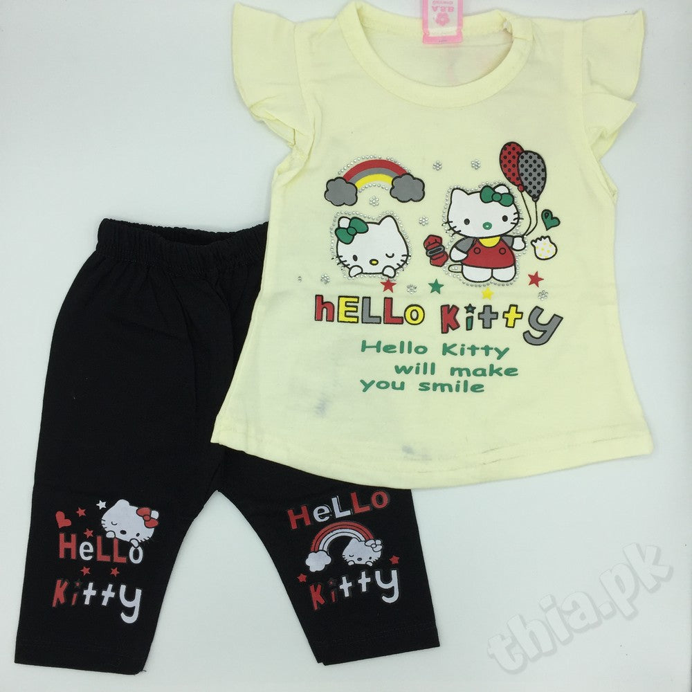 2 Pcs Hello Kitty Girl Summer Clothing Set For 3-6 Months & 6-9 Months