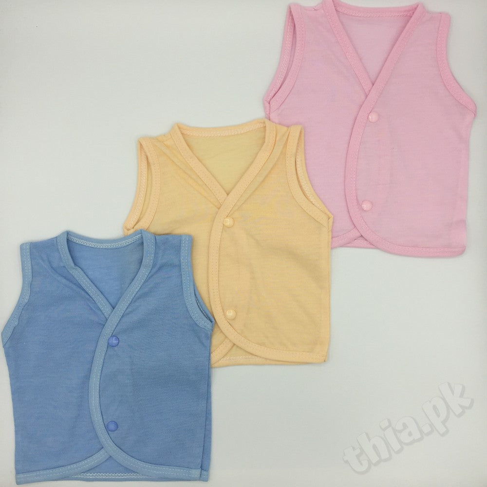 Baby Pack Of 3 Pcs Sleeveless Inner Vest Banyan – Colored