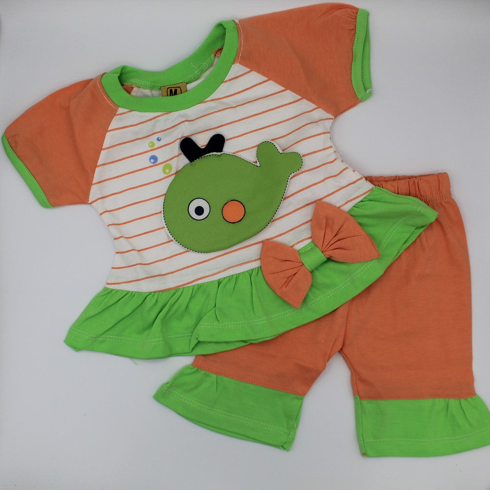 Baby summer frock dress & Short Pant Bow Swim Fish Printed