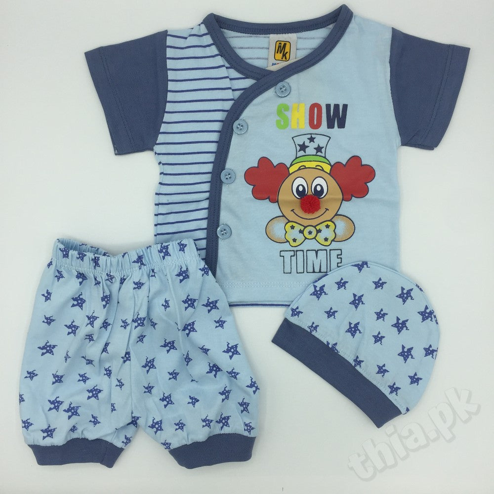 Cute Clown 3 Pcs Summer Suit Set Cotton Stuff Clothes for 0-3 months