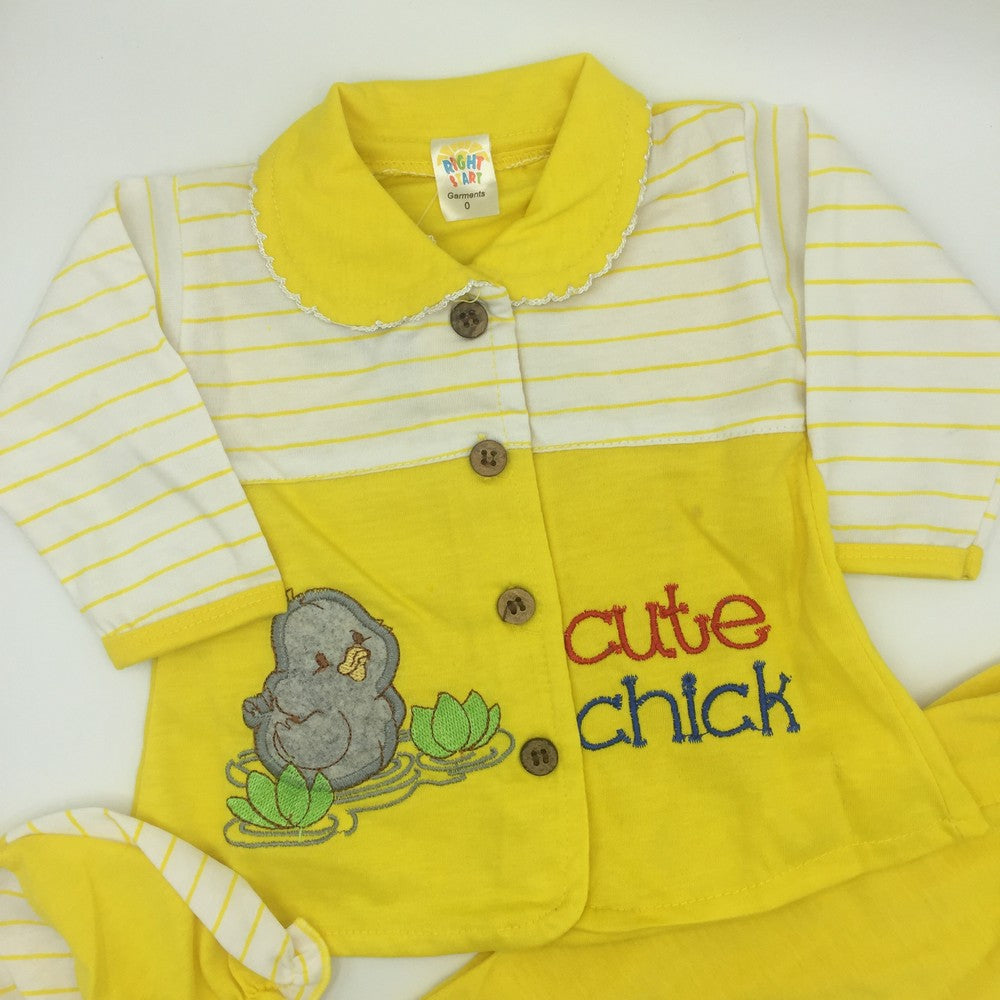 Newborn 3 Pcs Cute Chick Embroidered Suit for 0-3 Months
