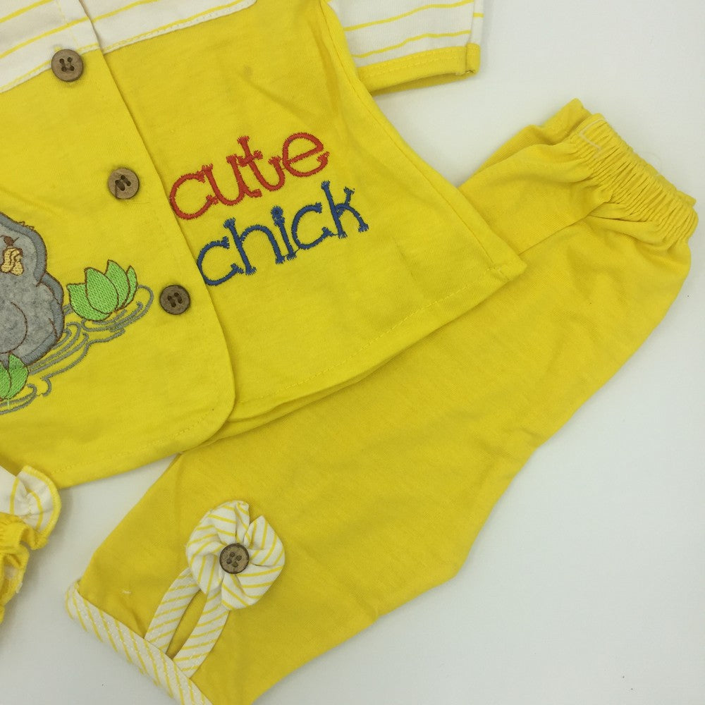 Newborn 3 Pcs Cute Chick Embroidered Suit for 0-3 Months