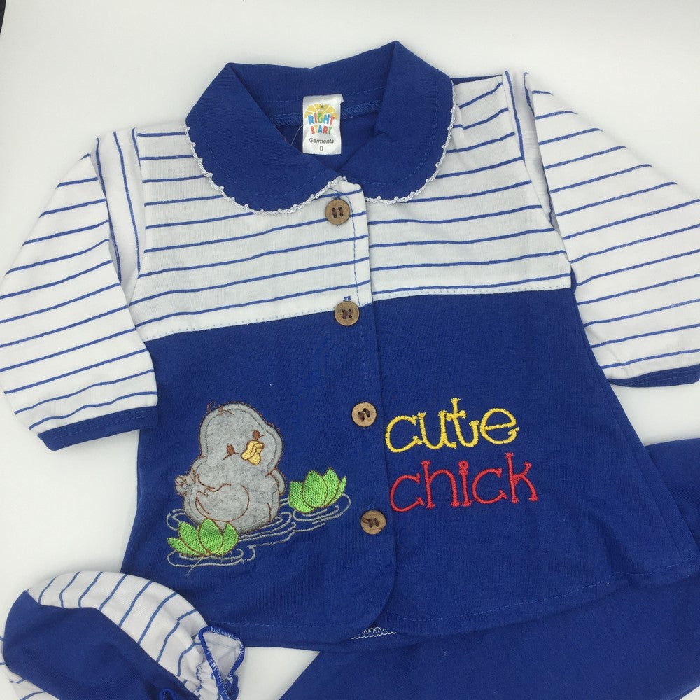 Newborn 3 Pcs Cute Chick Embroidered Suit for 0-3 Months