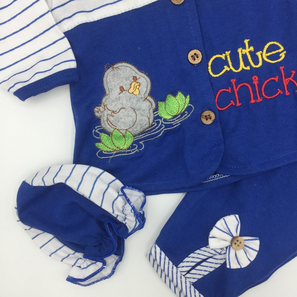 Newborn 3 Pcs Cute Chick Embroidered Suit for 0-3 Months