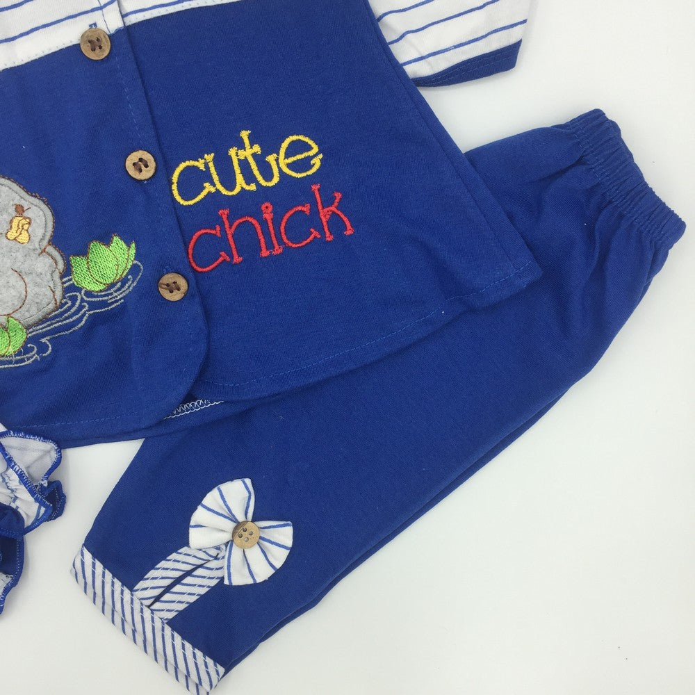 Newborn 3 Pcs Cute Chick Embroidered Suit for 0-3 Months