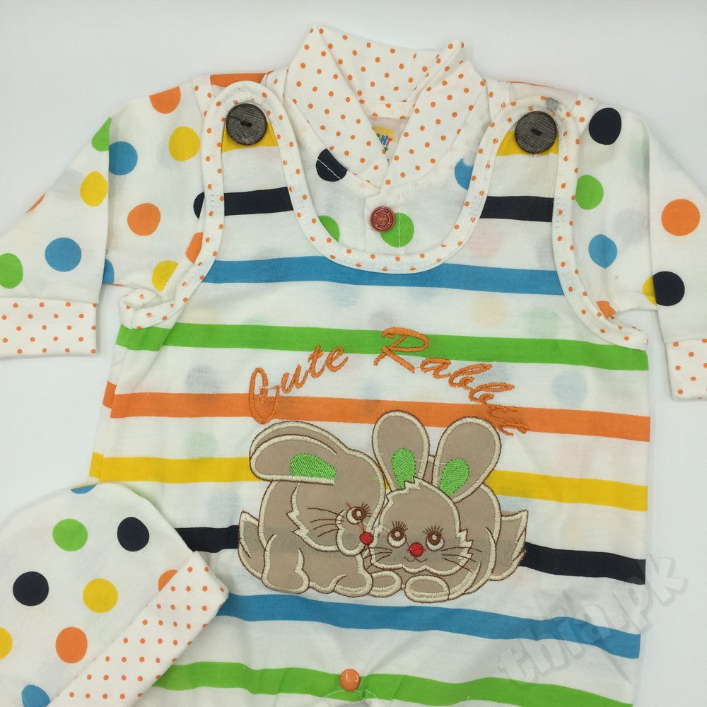 Newborn Baby Dungaree With Full Sleeves T-Shirt Cute Rabbit Design Colored Comfortable Bodysuit Full Sleeves
