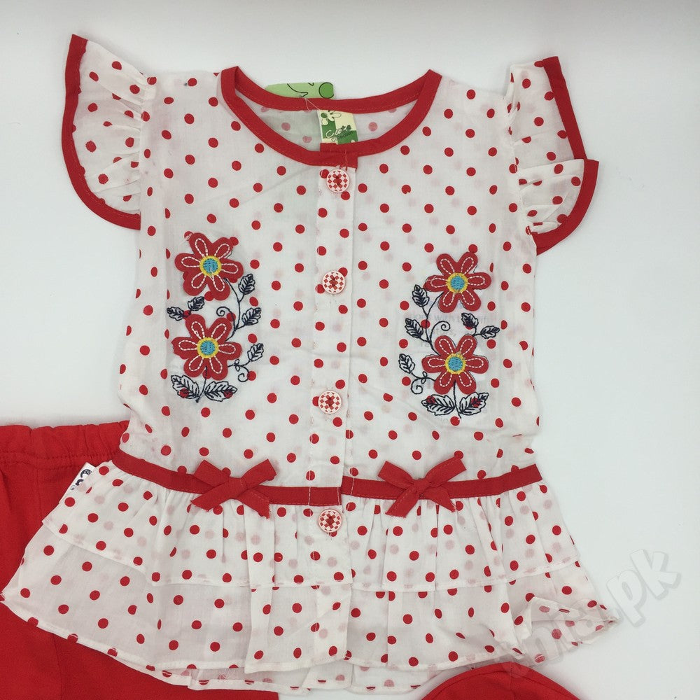 Newborn Baby Girls Clothes Frock Flower Style 3 Pcs Set (Dress Frock,Pajama,Cap)