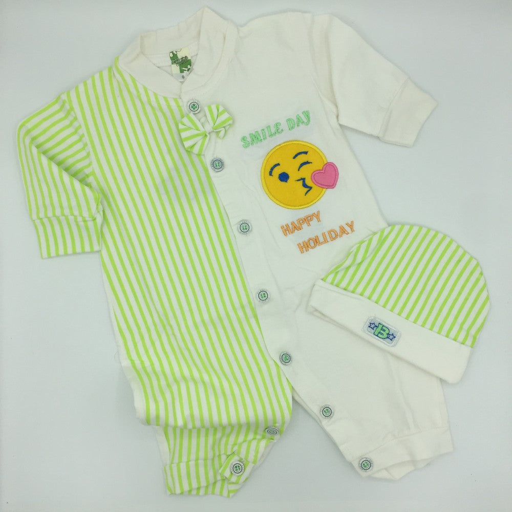Newborn Baby Happy Holiday Overall Long Sleeve Romper Bodysuit with Cap for 0-3 months