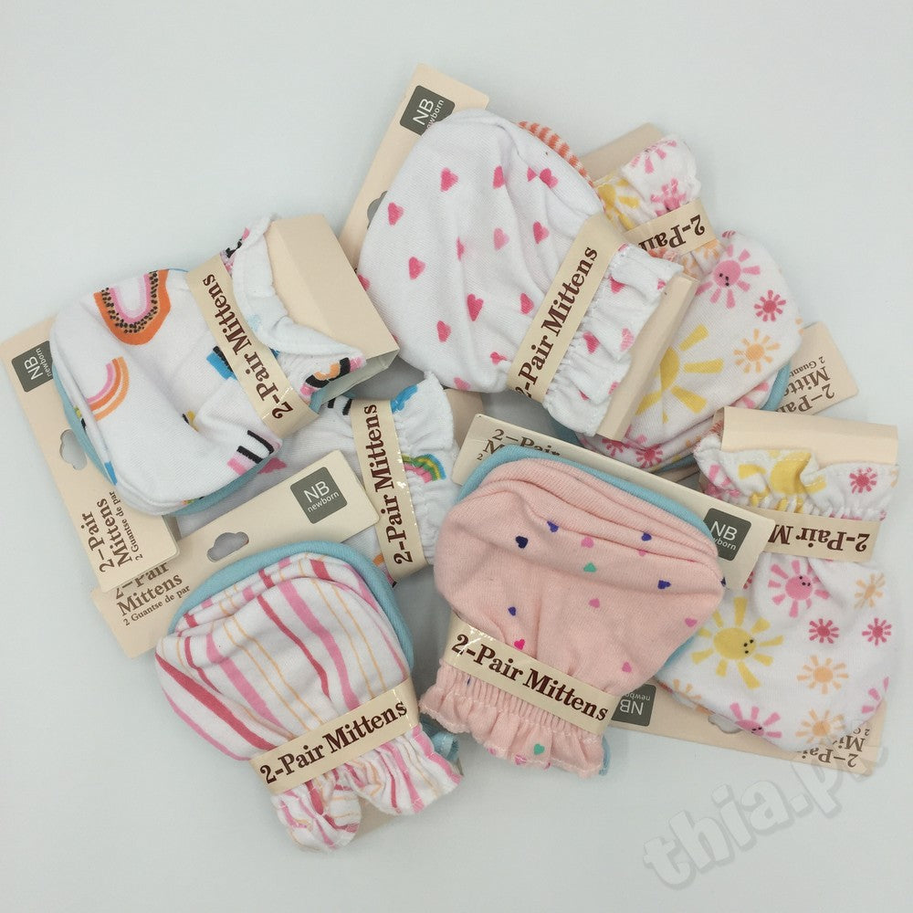 Pack of 2 Pairs Baby Super Soft Cotton Mittens