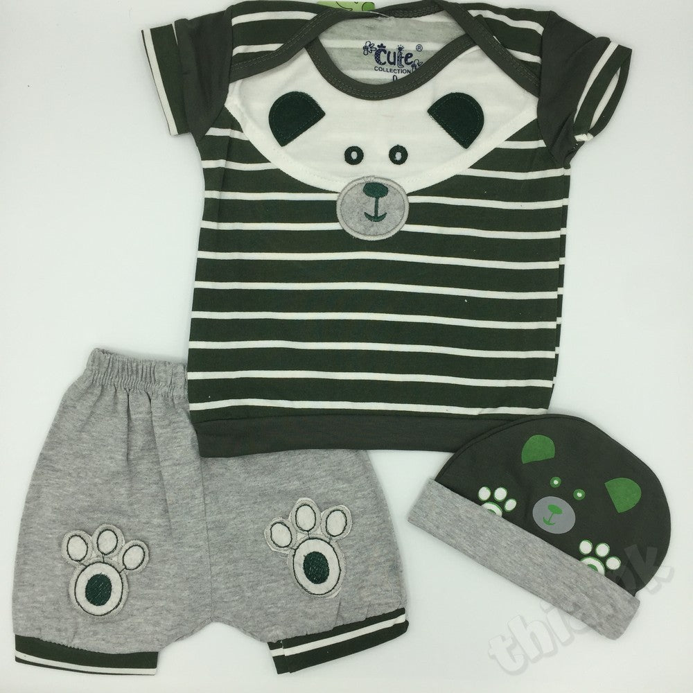 Newborn Bear Face Summer Suit Set for 0-3 Months