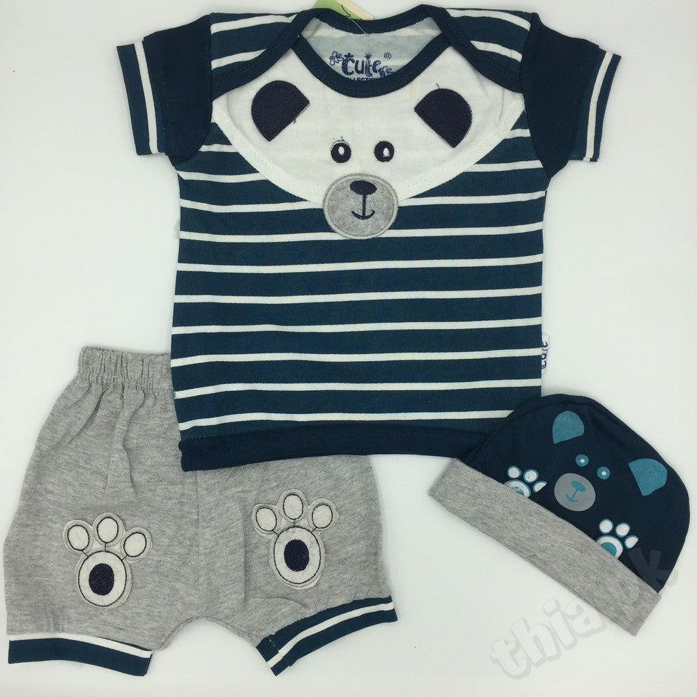 Newborn Bear Face Summer Suit Set for 0-3 Months