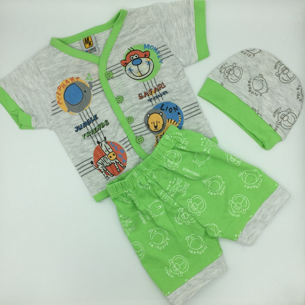 3 Pcs Suit Set Summer Safari Tour For 0-3 Months