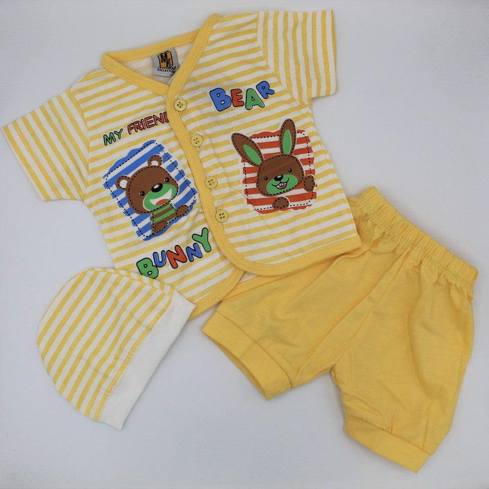 3 Pcs My Friend Bunny & Bear Summer Dress for 0-3 Months