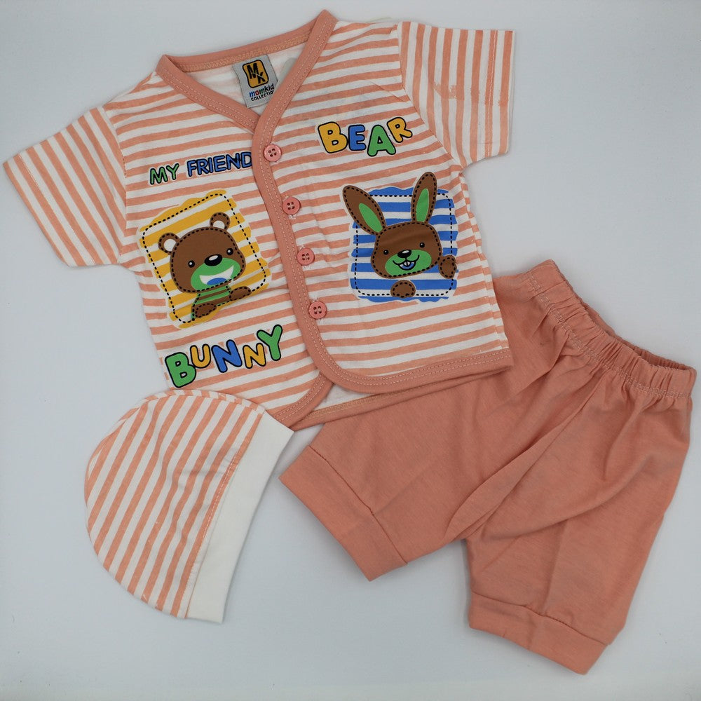 3 Pcs My Friend Bunny & Bear Summer Dress for 0-3 Months