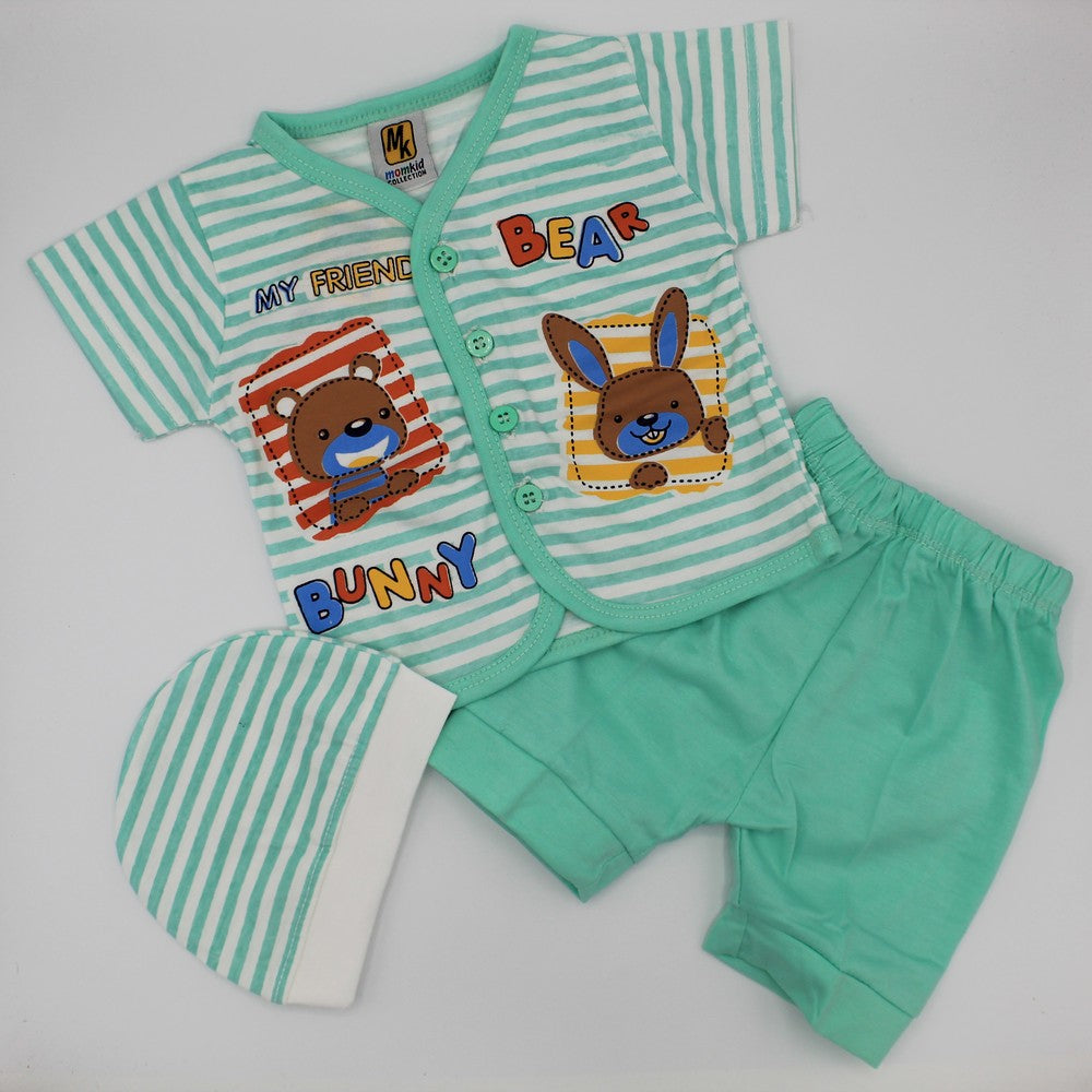 3 Pcs My Friend Bunny & Bear Summer Dress for 0-3 Months