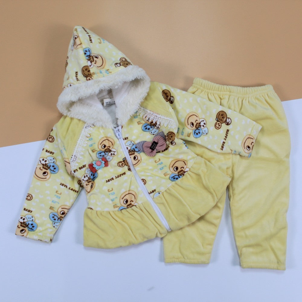 Newborn Baby Winter Warm Full Zipper Hoodie Suit with Trouser for 0-4 months Velvet Clothes Hoodie Sweatshirt Tops