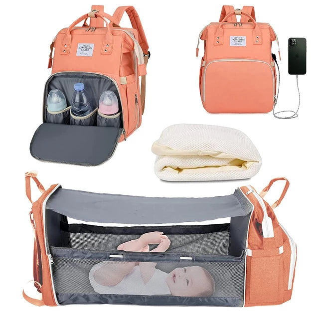 Imported Multifunctional Portable Folding Diaper Bag and Portable Baby Bed Large Backpack