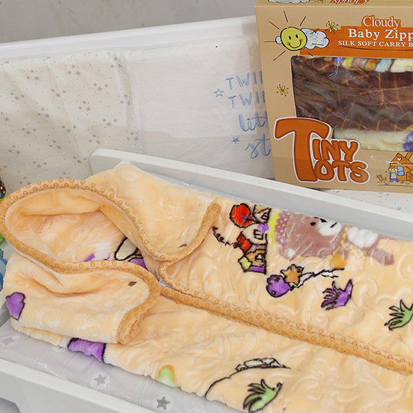 Tiny Tots Baby Double Ply 2 in 1 Super Soft Baby Zipper Blanket Embossed
