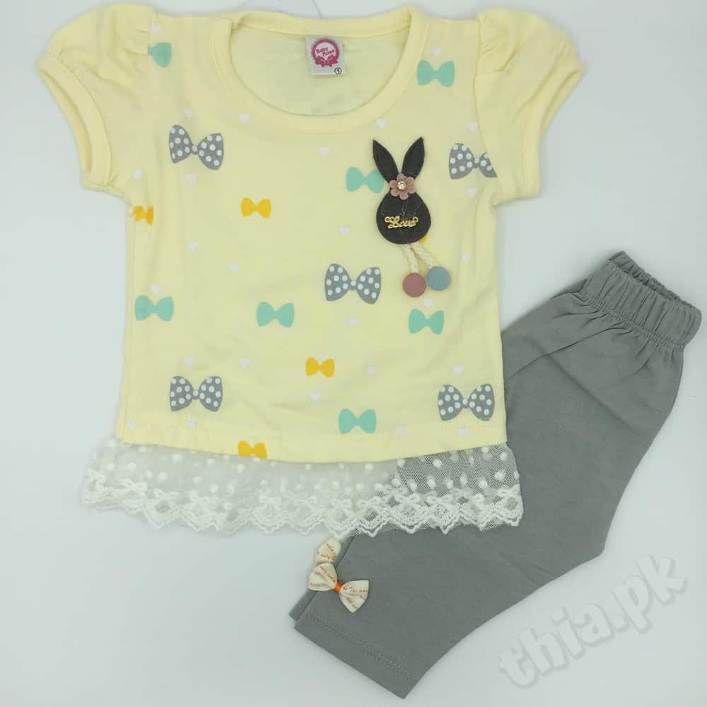 2 Pcs Cute Love Baby Frill Girl Summer Dress 3-6 & 6-9 months