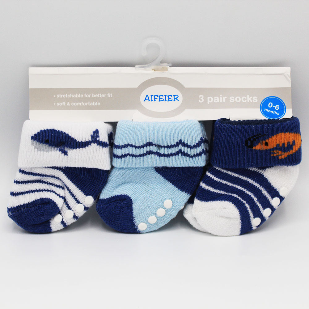 Imported Newborn Baby Pack of 3 Pair Socks for 0-6 Months