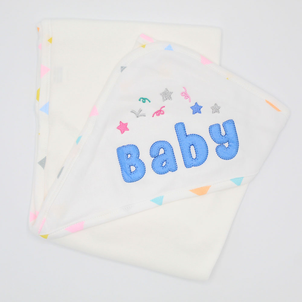 Imported Thailand Newborn Baby Embroidered Baby Wrapping Sheet with Hood for 0-3 Months