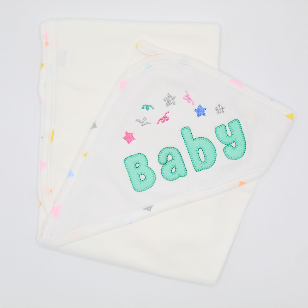 Imported Thailand Newborn Baby Embroidered Baby Wrapping Sheet with Hood for 0-3 Months