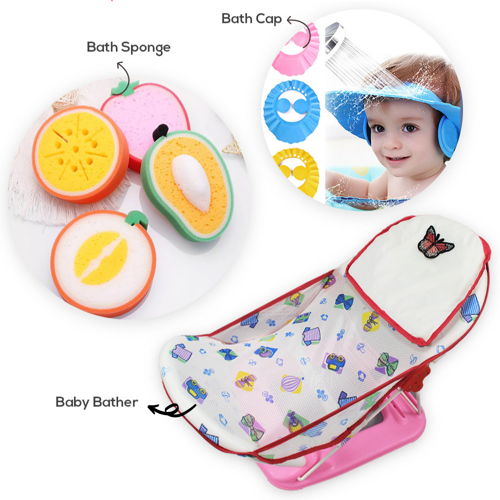 Bath Deal 1 (Bath Tub + Bath Sponge + Shampoo Shield Cap)