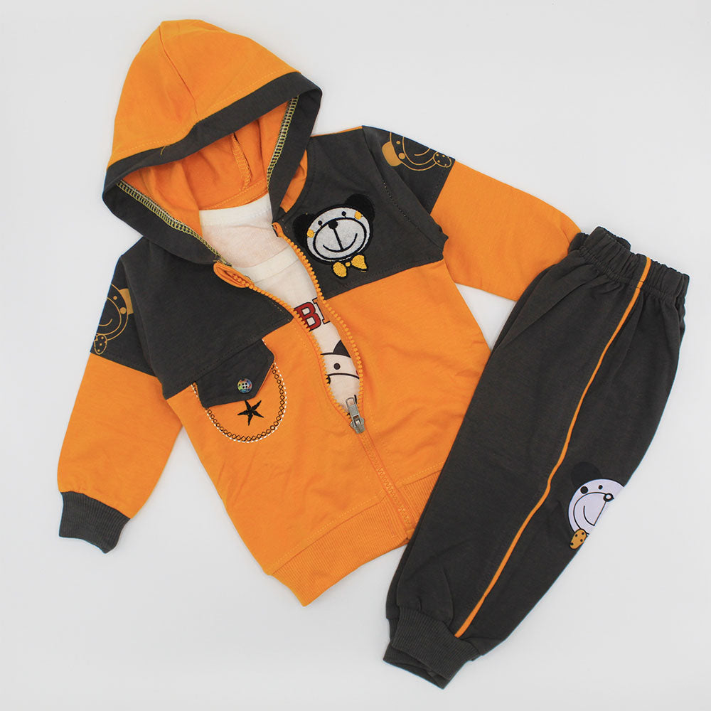 Winter Baby Cute Bear 3 Pcs Hoodie Dress for 3-9 Months