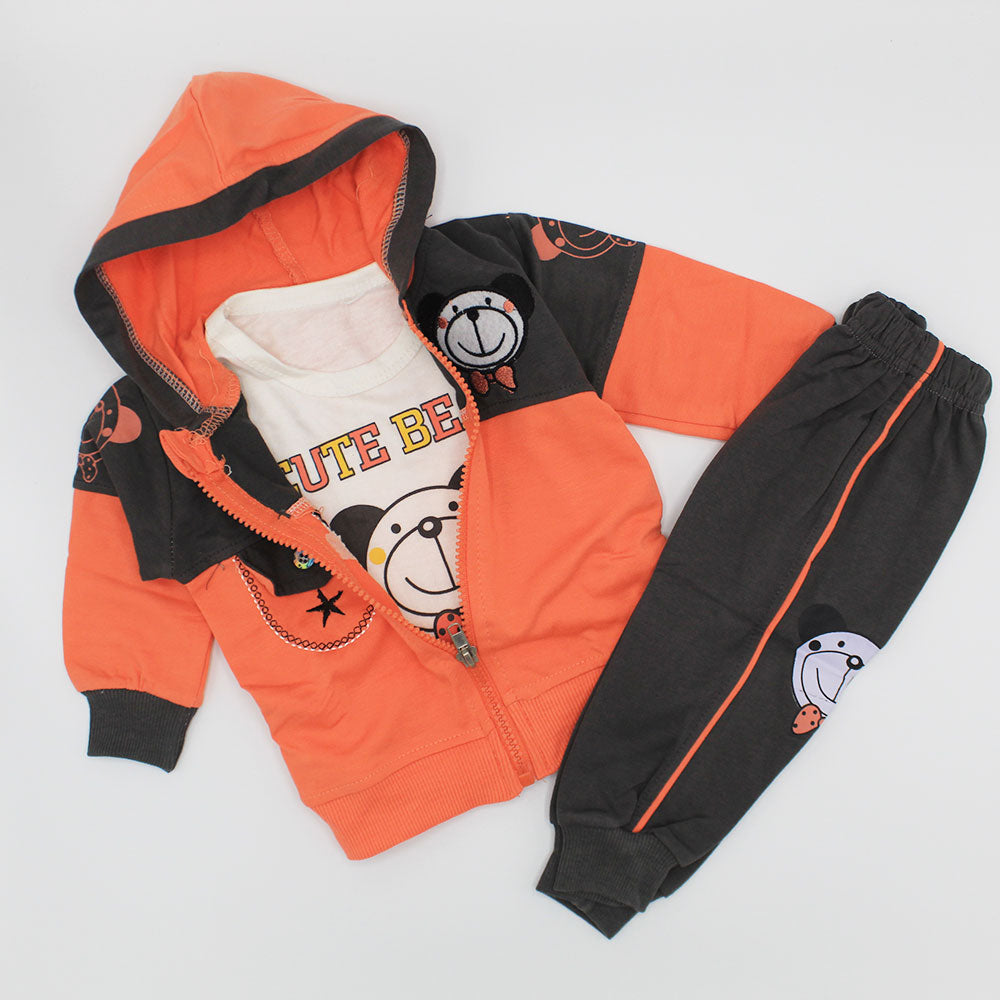 Winter Baby Cute Bear 3 Pcs Hoodie Dress for 3-9 Months