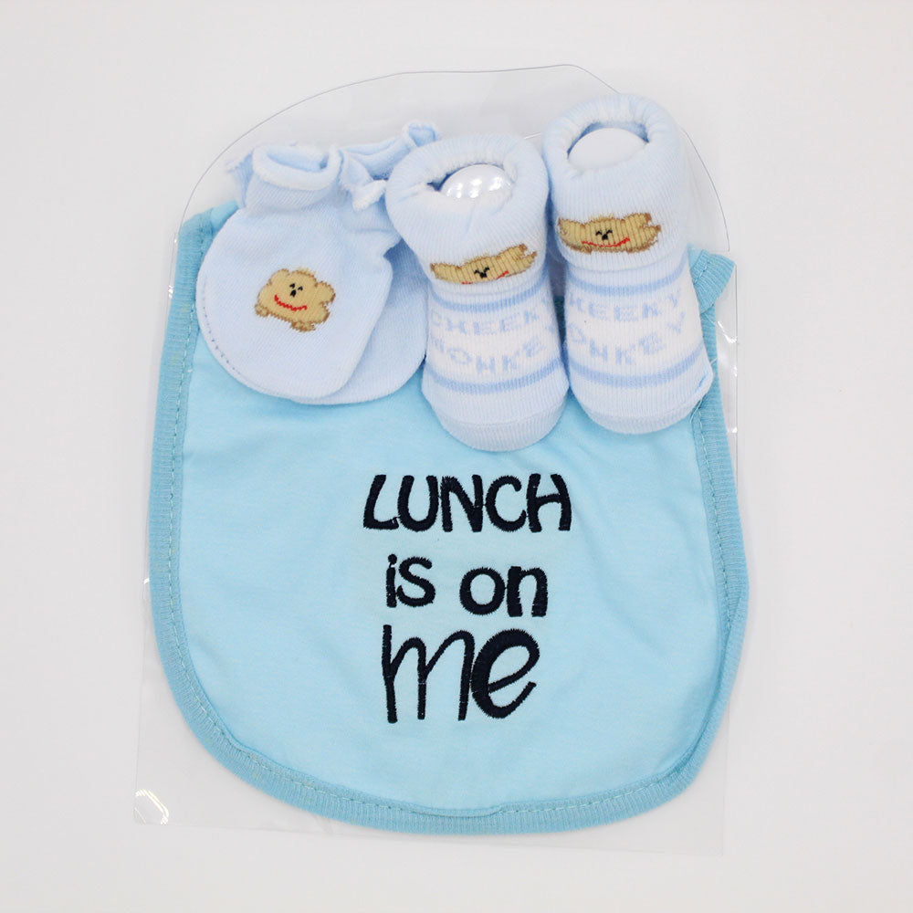 Imported Cute & Adorable Baby Waterproof Bib Booties and Mittens Combo Set